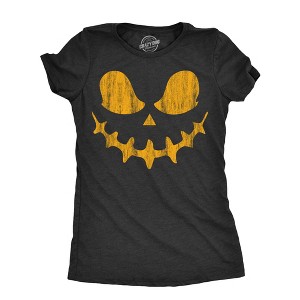Womens Skeletal Steve Pumpkin T Shirt Funny Halloween Jack O Lantern Skull Smile Tee For Ladies - Crazy Dog Women's T Shirt - 1 of 4