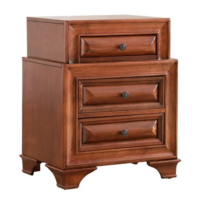 LaVita 3-Drawer Solid Oak Nightstand with Bronze Hardware
