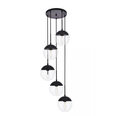 Elegant Lighting Eclipse 5 Lights Black Pendant With Clear Glass