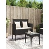 44.5"Patio Bench with Cushions Black Poly Rattan - 2 of 4