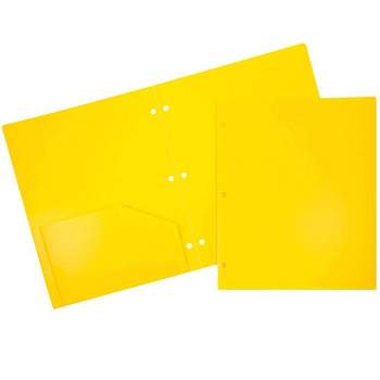 Smead Poly Two-Pocket Folder, Three-Hole Punch Prong Fasteners, Letter  Size, Yellow, 3 per Pack (87733)