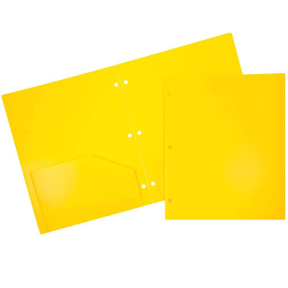 Photos - File Folder / Lever Arch File JAM 6pk Heavy Duty 3 Hole Punch 2 Pocket School Presentation Paper Folder Yellow: Stationery, 100 Sheet Capacity
