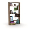 Wood Frame Etagere Open Back 6 Shelves Bookcase Industrial Bookshelf, Bookcases Large Bookshelf Organizer, Walnut/Chrome - 4 of 4