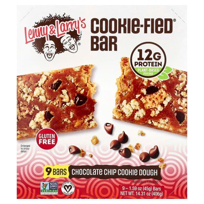 Lenny & Larry's, Cookie-Fied® Bar, Chocolate Chip Cookie Dough, 9 Bars, 1.59 oz