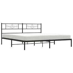 vidaXL Black Metal Bed Frame with Headboard, Robust Steel Construction, Extra Storage Space - 1 of 4