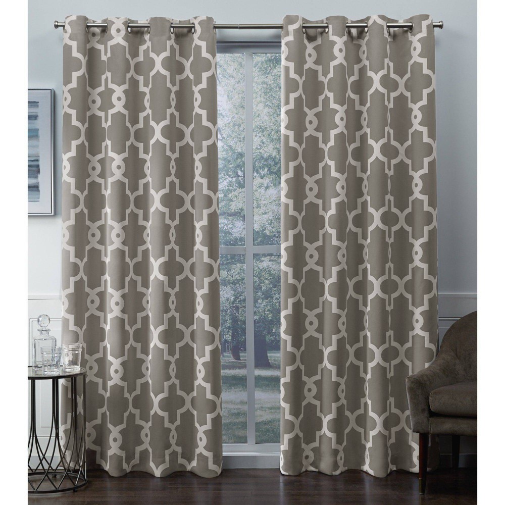 Photos - Curtains & Drapes Set of 2 96"x52" Ironwork Sateen Woven Blackout Grommet Top Window Curtain