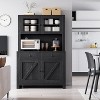 Kitchen Pantry Cabinet with Microwave Stand, Freestanding Hutch Cabinet with Buffet Cupboard,Black - 3 of 4