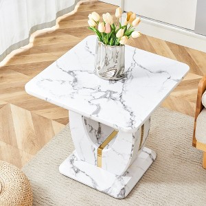 CAVINAS Coffee Tables for Living Room Modern Black Marble-Patterned Square Coffee Table Side Table for Dining Room and Bedroom - 1 of 4