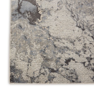 Gray and Beige Abstract Synthetic Rectangular Area Rug 3' x 5'