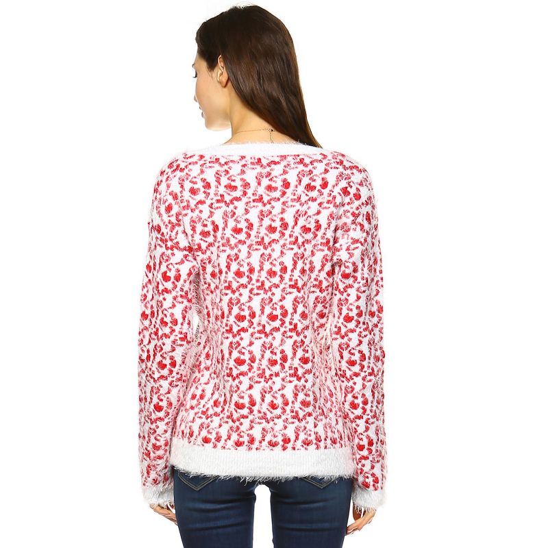 Women's Leopard Printed Sweater - White Mark, 3 of 4