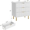 3 Drawer Dresser, Wood Chest of Drawers Organizer Storage with Gold Handle, Small Storage Cabinet - 2 of 4
