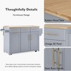 59.3 inch Grey Blue Rolling Kitchen Island with Rubber Wood Drop Leaf  for Kitchen Dining Room - 4 of 4
