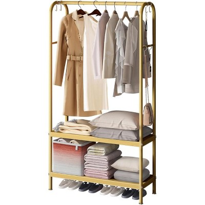 Clothes Rack with a Clothes Rail and 2 Layer Shelf, Clothes Rack for Bedroom, Wardrobe, Cloakroom, Laundry Room, 80 x 33 x 172 cm