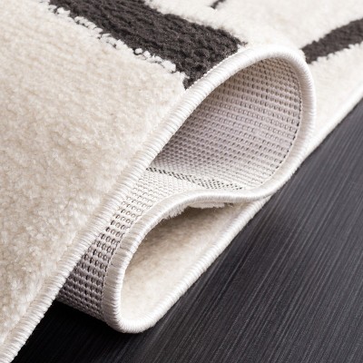 Melody 6'7" Square Black and Ivory Geometric Area Rug