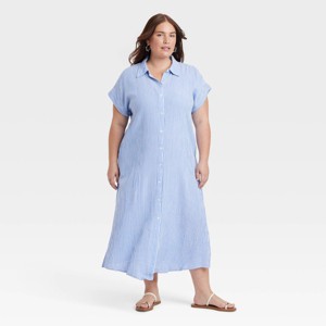 Women's Gauze Button-Front Maxi Shirtdress - Universal Thread™ - 1 of 3