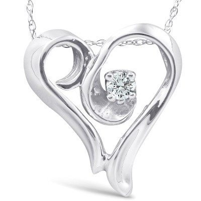 Pompeii3 14k White Gold Fancy Heart Shape Solitaire Diamond Pendant Necklace