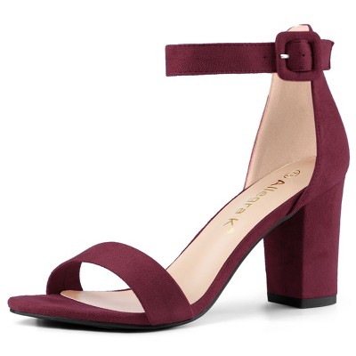 Allegra K Women's Back to College Open Toe Ankle Strap Chunky Heel Sandals