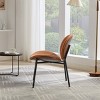 Mid-Century Modern Shell Lounge Chair with Fabric/PU Leather Seat,Wide Curved Back and Metal Legs for Living Room or Bedroom-Baofuwish - 3 of 4