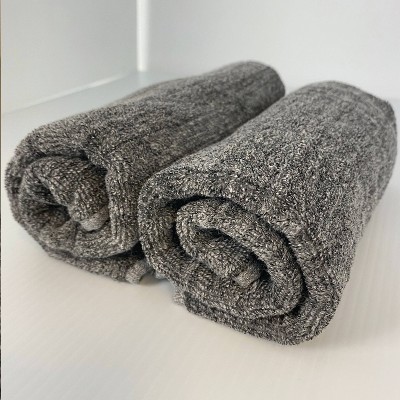 2pc Eco Melange Rayon from Bamboo Cotton Hand Towel Set Charcoal - BedVoyage