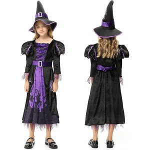 Halloween Witch Costume Deluxe Set for Girls - Party Fancy Dress-Up with Witch Hat & Skirt - 1 of 4