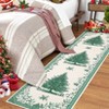 Coolmee  Christmas Tree Cute Outdoor Rug Area Rugs , Non Slip Carpet Rugs, Vintage Washable Rug for Living Room Entryway BackyardGreen - 2 of 4