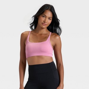 Women's Seamless Rib Light Support Sports Bra - All In Motion™ Purple - 1 of 4