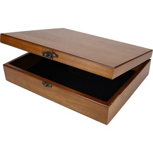 Vintage Wooden Keepsake Box with Brass Latch, Old World Style Jewelry and Trinket Storage, Walnut Finish - 1 of 4