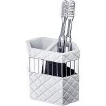 Creative Scents Quilted Mirror White Toothbrush Holder