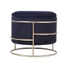 Sapphtopaz 1PC Modern Round Ottoman with Storage Velvet Upholstered Foot Stool with Gold Frame,Versatile Storage Ottoman for Living Room,Bedroom - 4 of 4