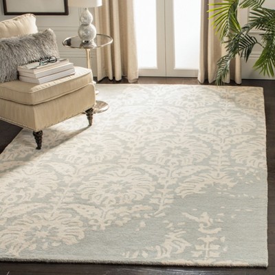 Light Grey and Ivory Hand-Tufted Wool 6' x 9' Area Rug
