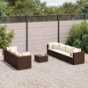 vidaXL Patio Lounge Set with Cushions Sectional Sofa Garden Backyard Poly Rattan - Brown and Cream 7-Piece - 2 of 4