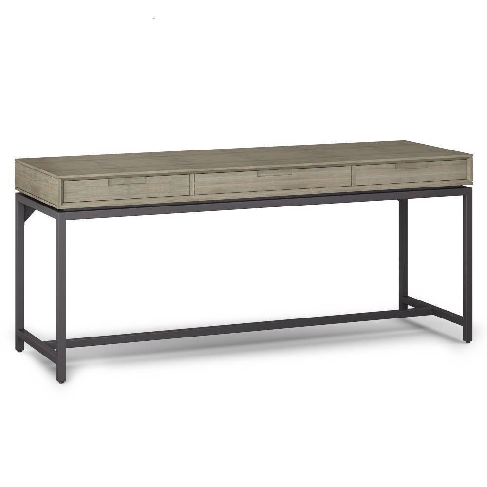 Photos - Office Desk Devlin Mid-Century Solid Wood Writing Desk with Drawers Distressed Gray 