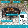 Sunnydaze Steel Fire Pit with Bronze Trapezoid Pattern and PVC Cover - 24.5" Round - Black - 4 of 4