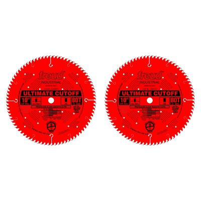 Freud LU85R010 10 Inch 80 Teeth Ultimate Cut Off Crosscutting Wood Saw Blade with Unique Side Grind and No Stabilizers Required (2 Pack)