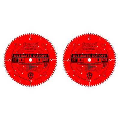 Freud LU85R010 10 Inch 80 Teeth Ultimate Cut Off Crosscutting Wood Saw Blade with Unique Side Grind and No Stabilizers Required (2 Pack)