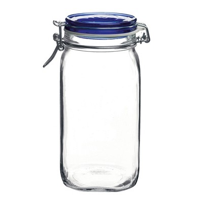 Bormioli Rocco Fido Jar with Blue Lid, Made of Premium Quality Italian Glass, Airtight Seal with Gasket