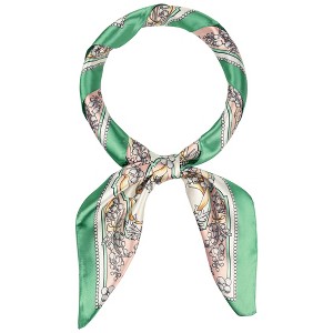 Elerevyo Women's Floral Printed Square Silk Feeling Satin Scarves Head Wrap Bandanas 35.4" X 35.4" - 1 of 4
