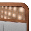 Baxton Studio Queen Esti Fabric and Wood Headboard with Rattan Light Gry/Ash Walnut: Mid-Century Design, 5 Adjustable Heights - 4 of 4