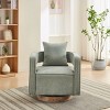 29"  Linen Blend Swivel Barrel Chair with Weathered Wood Base, Modern Open Back Accent Armchair for Living Room Bedroom-3irtyhousy - 3 of 4
