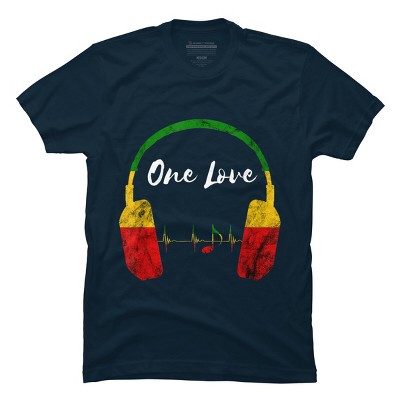 Design By Humans Headphones Jamaican Pride One Love By T-shirt - Navy ...