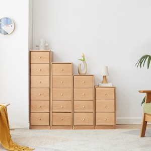 Vynxaria Solid Oak Bedside Table Storage Cabinet for Living Room - Free-Standing Corner Cabinets Storage Table-Four Drawers - 1 of 4