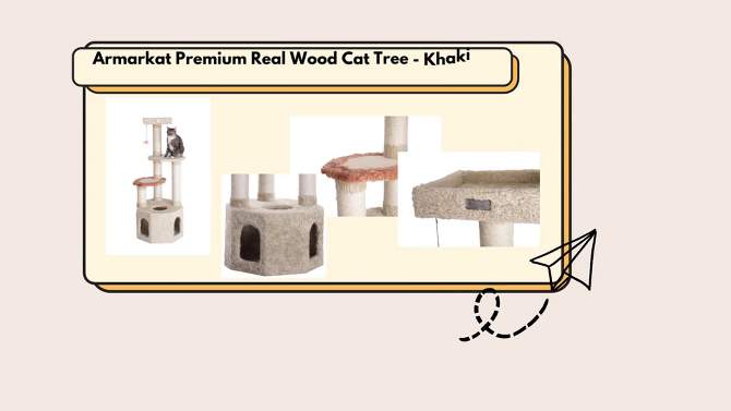 Armarkat Premium Real Wood Jackson Galaxy Approved Cat Tree, Multi Levels with Perch and Playhouse - Khaki, 2 of 8, play video