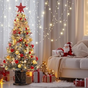 4.5 FT  Premium Snow Flocked Artificial Christmas Tree, Mini Xmas Pine Tree for Christmas Decoration,Yard,Home,Office - 1 of 4