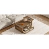 2 Tier Coffee Table with Rattan Drawer, Wood Square Center Table with Storage Shelf and 2 Tabletops for Living Room - 3 of 4
