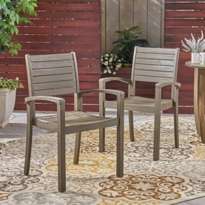GDFStudio Lileas Outdoor Acacia Wood Dining Chairs (Set of 2) - 1 of 4
