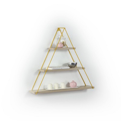 NicBex Rustic Metal Triangle/Geometric Floating Shelf Wall Mounted Corner Bracket Shelf for Books & Home Decor