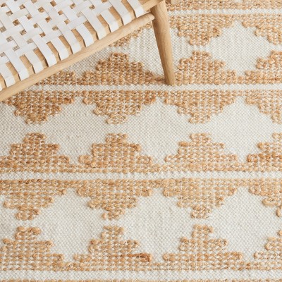 Ivory and Natural Hand-Knotted Wool Area Rug, 3' x 5'