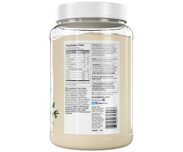 MuscleTech Pure Series Protein Powder - Vanilla - 2lb
