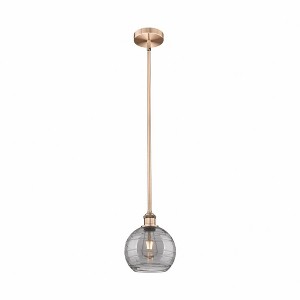 Athens Deco Swirl - 1 Light Stem Hung Mini Pendant In Industrial Style-9.38 Inches Tall and 8 Inches Wide - 1 of 1
