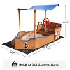 Outdoor Sandbox with Cover & Rudder, Pirate Ship Wooden Sand Box for Kids Ages 3-8, Children Outdoor Play Equipment, Brown - 3 of 4